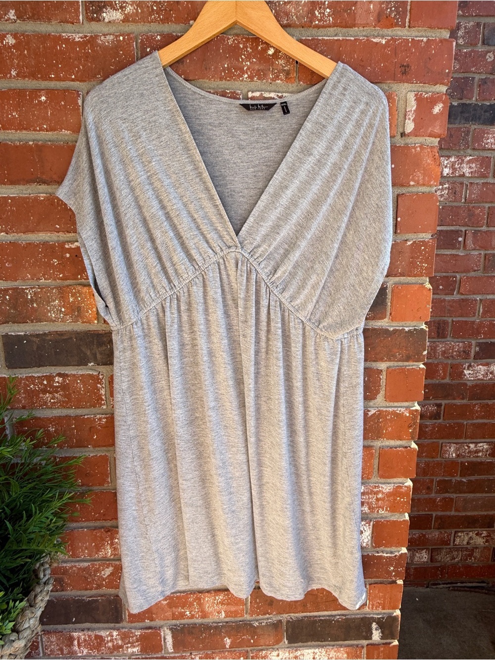 Nicole Miller Gray V-Neck Empire Waist Dress